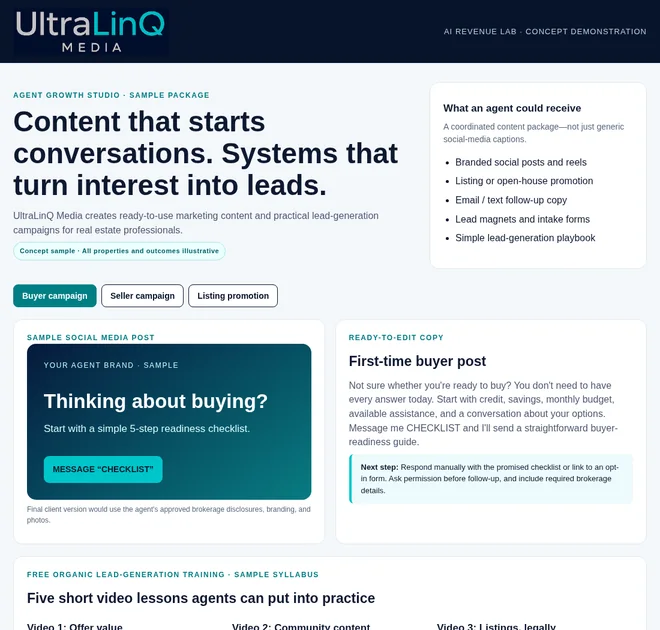 Preview of sample buyer marketing content